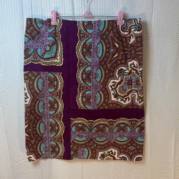 Nicole Purple and Brown Patchwork Pencil Skirt 1184 - Picture 1 of 3